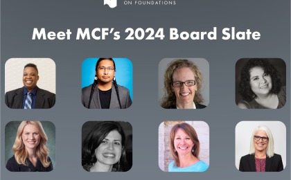 A graphic featuring the headshots of MCF's 2024 board slate