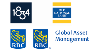 Old National Bank logo, RBC logo, and RBC Global Asset Management logo